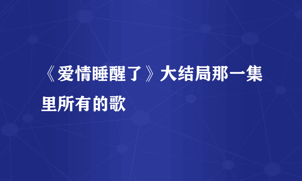 《爱情睡醒了》大结局那一集里所有的歌