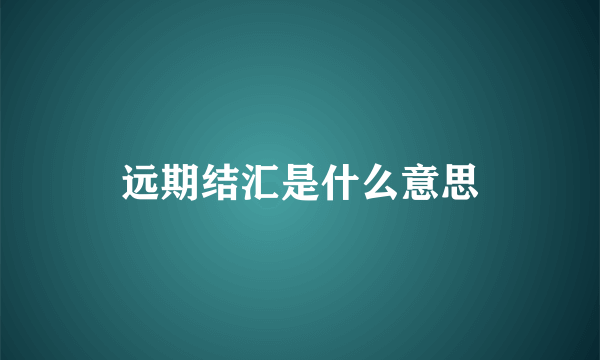 远期结汇是什么意思