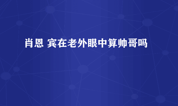 肖恩 宾在老外眼中算帅哥吗