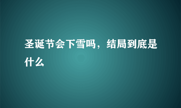 圣诞节会下雪吗，结局到底是什么