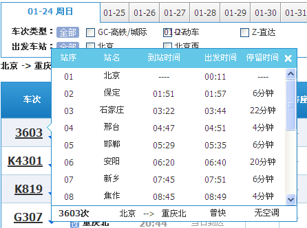 3603次列车属于哪个站