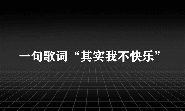 一句歌词“其实我不快乐”