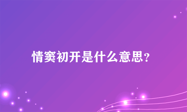 情窦初开是什么意思？