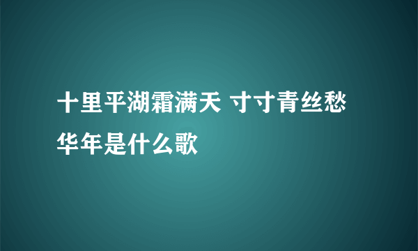 十里平湖霜满天 寸寸青丝愁华年是什么歌