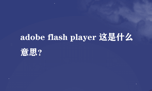 adobe flash player 这是什么意思？