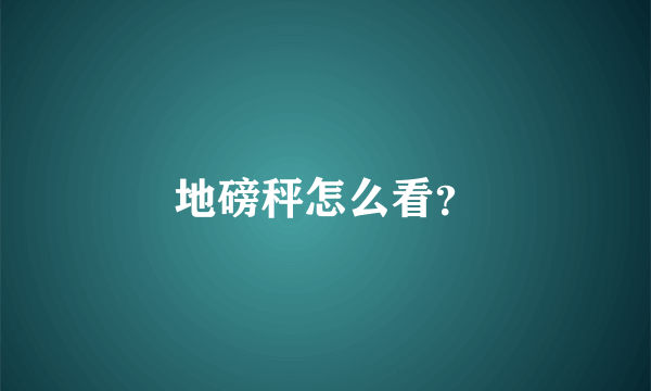 地磅秤怎么看？