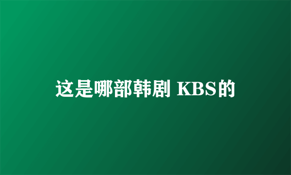 这是哪部韩剧 KBS的