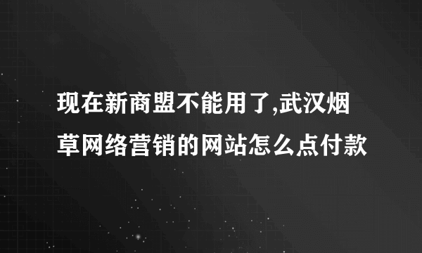 现在新商盟不能用了,武汉烟草网络营销的网站怎么点付款