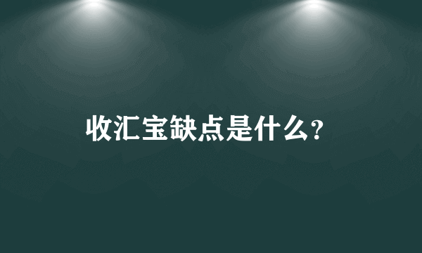 收汇宝缺点是什么？