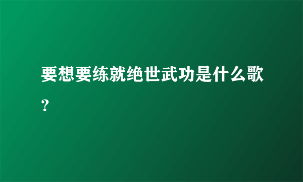 要想要练就绝世武功是什么歌？