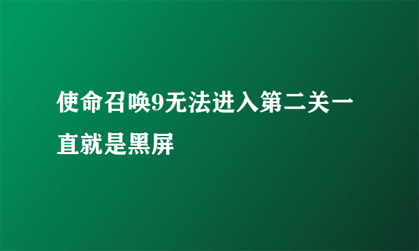 使命召唤9无法进入第二关一直就是黑屏