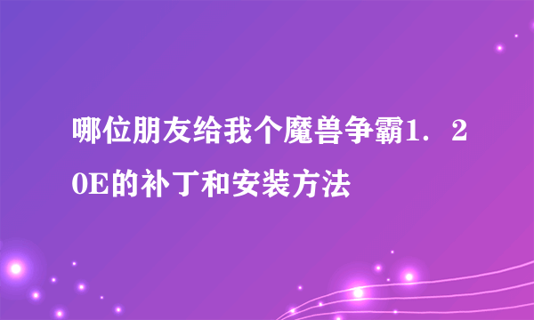 哪位朋友给我个魔兽争霸1．20E的补丁和安装方法