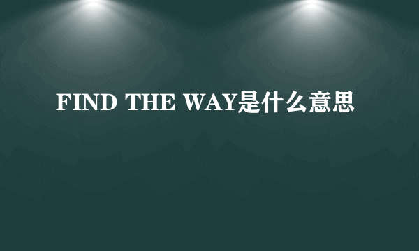 FIND THE WAY是什么意思