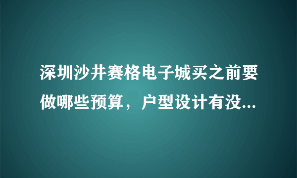 深圳沙井赛格电子城买之前要做哪些预算，户型设计有没有浪费空间？