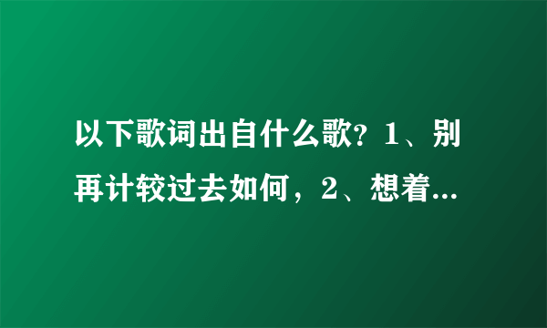 以下歌词出自什么歌？1、别再计较过去如何，2、想着你的黑夜。