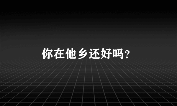 你在他乡还好吗？