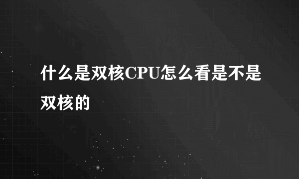 什么是双核CPU怎么看是不是双核的