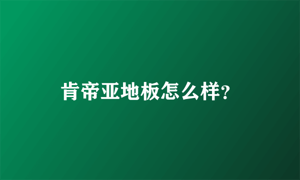 肯帝亚地板怎么样？