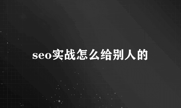 seo实战怎么给别人的