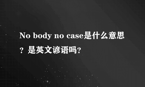 No body no case是什么意思？是英文谚语吗？