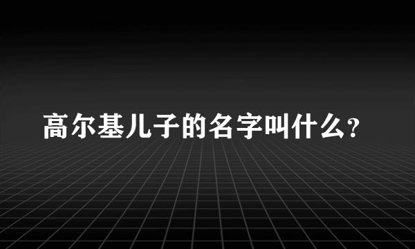 高尔基儿子的名字叫什么？