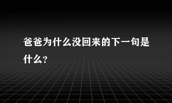 爸爸为什么没回来的下一句是什么？