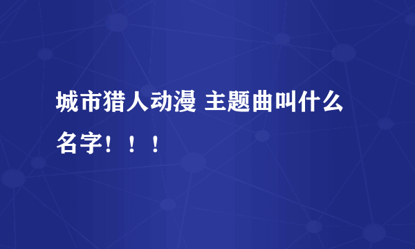 城市猎人动漫 主题曲叫什么名字！！！