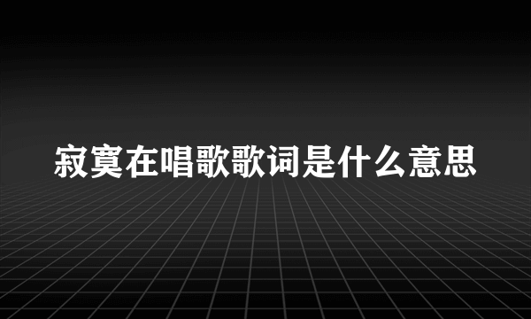 寂寞在唱歌歌词是什么意思