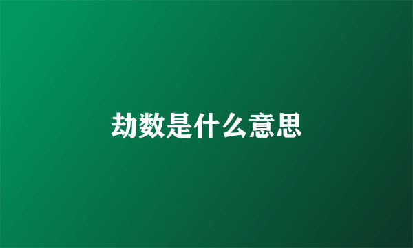 劫数是什么意思