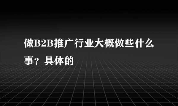 做B2B推广行业大概做些什么事？具体的