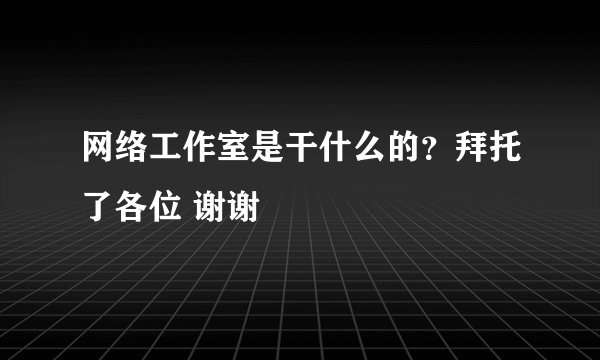 网络工作室是干什么的？拜托了各位 谢谢