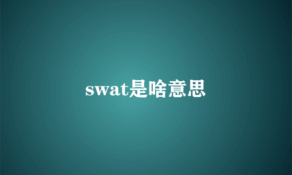 swat是啥意思