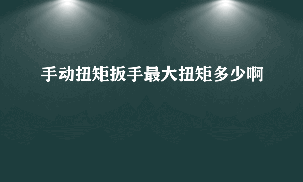 手动扭矩扳手最大扭矩多少啊