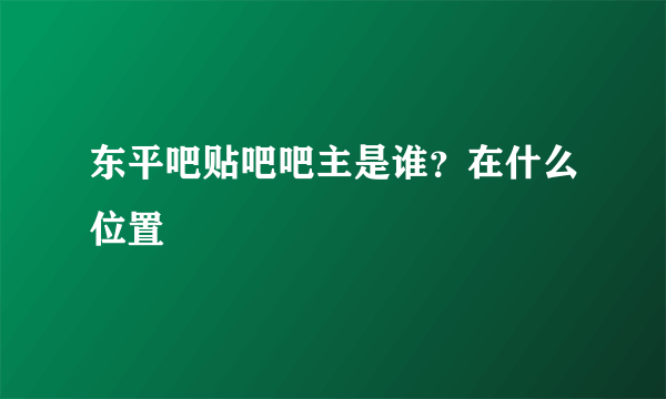 东平吧贴吧吧主是谁？在什么位置