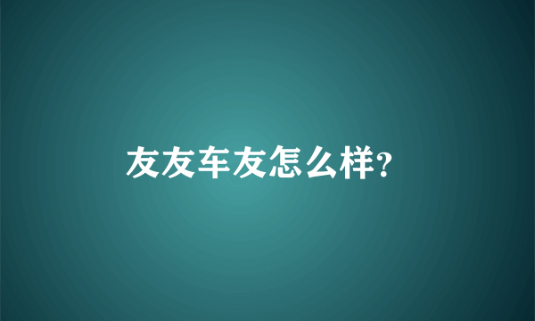 友友车友怎么样？