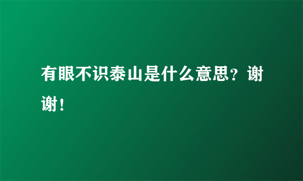 有眼不识泰山是什么意思？谢谢！