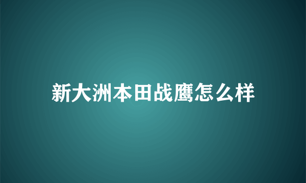 新大洲本田战鹰怎么样