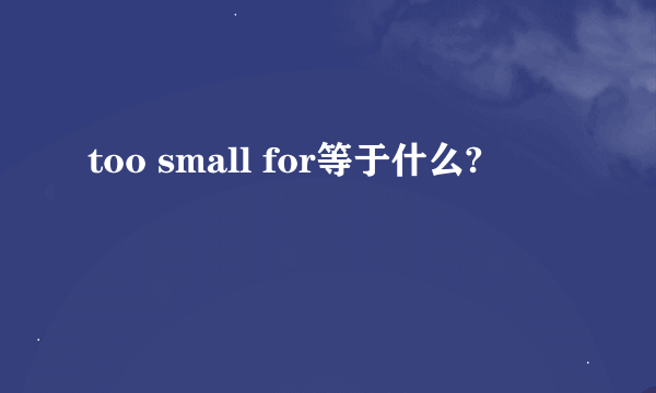 too small for等于什么?