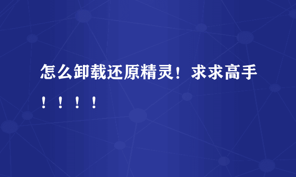 怎么卸载还原精灵！求求高手！！！！