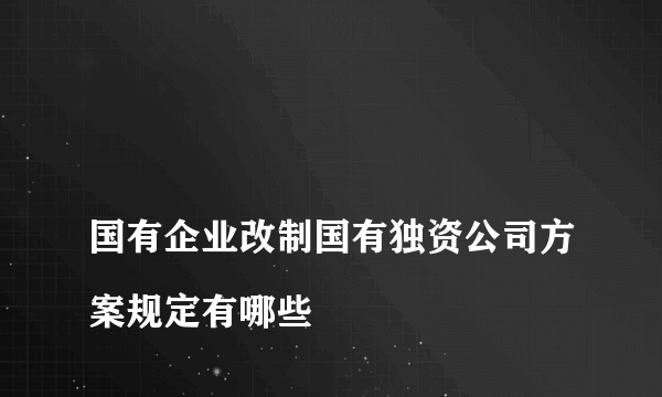 
国有企业改制国有独资公司方案规定有哪些
