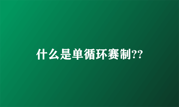 什么是单循环赛制??