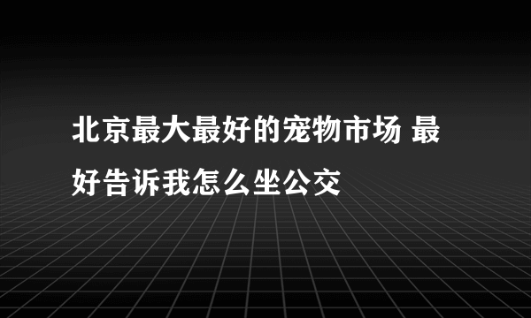 北京最大最好的宠物市场 最好告诉我怎么坐公交