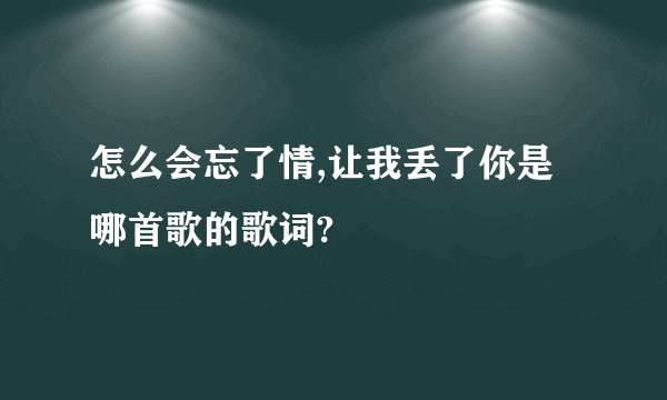 怎么会忘了情,让我丢了你是哪首歌的歌词?