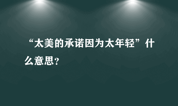 “太美的承诺因为太年轻”什么意思？