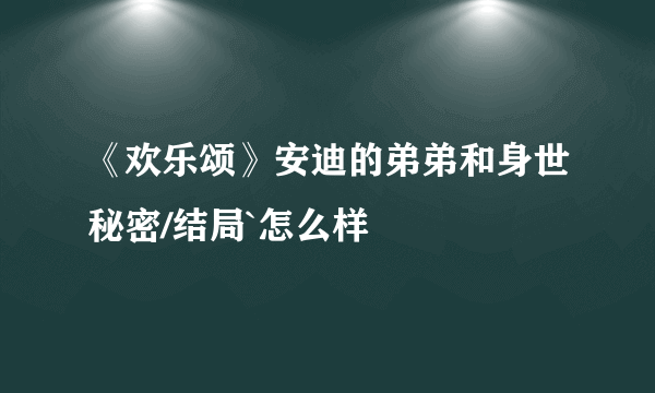 《欢乐颂》安迪的弟弟和身世秘密/结局`怎么样