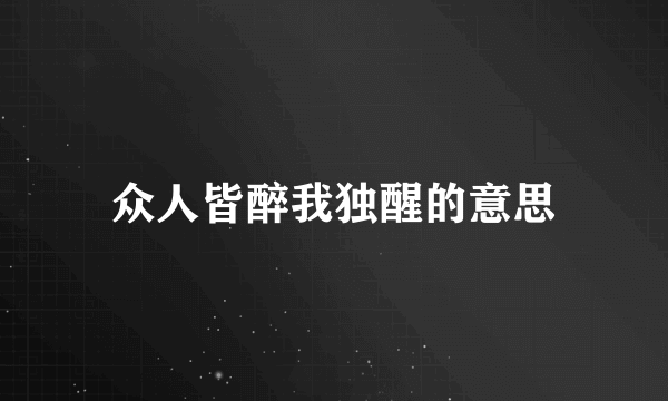 众人皆醉我独醒的意思