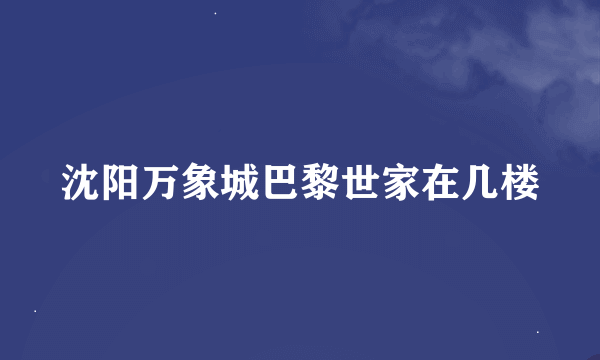 沈阳万象城巴黎世家在几楼