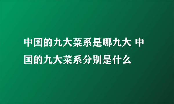 中国的九大菜系是哪九大 中国的九大菜系分别是什么