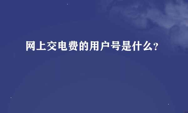 网上交电费的用户号是什么？