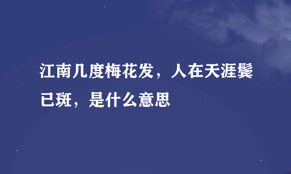 江南几度梅花发，人在天涯鬓已斑，是什么意思